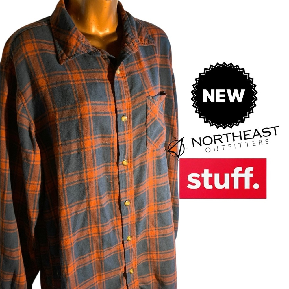 LG Orange and Blue Checkered Casual Shirt (item#10142)